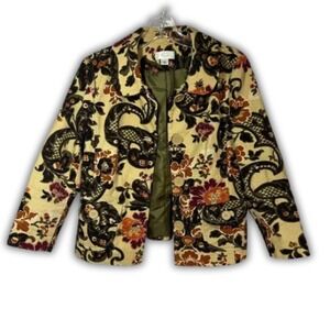 ATL Womens Corduroy Brocade Paisley‎ Regency Eclectic 6 Petite Blazer Floral 6P